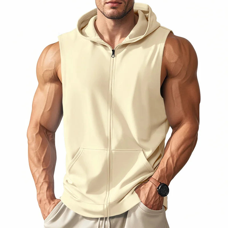 Men's Summer Zip-Up Hooded Tank Top