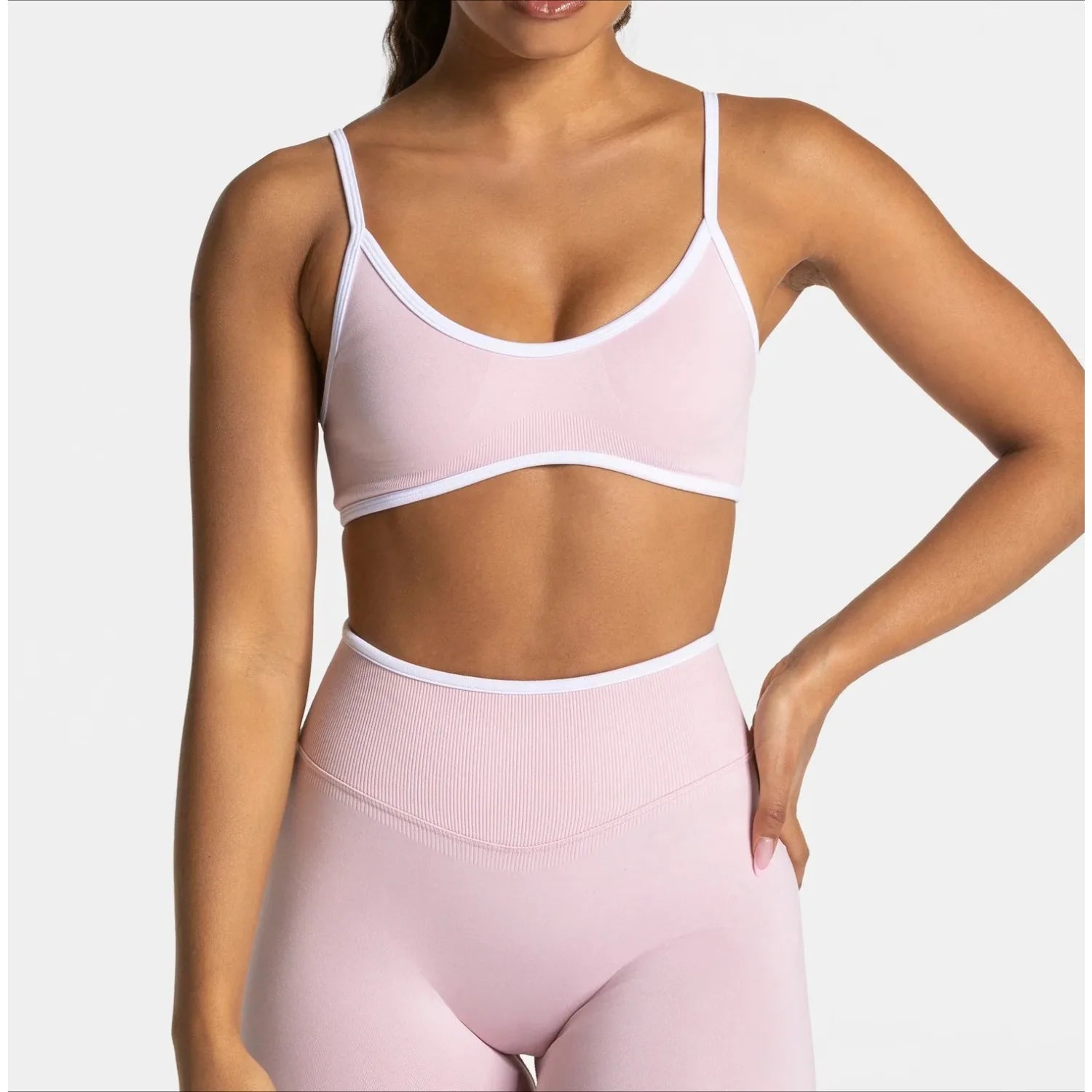 Summer Women's Solid Color Gym Sports Bra Sexy Backless Knitted Bra with Chest Cushion Suspender Bra Yoga Fitness Top