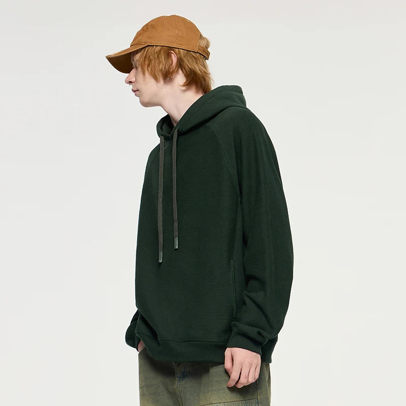 INFLATION Retro Hoodie Unisex Sports Casual Cozy Solid Color Hooded Sweatshirt Oversize Top for Men