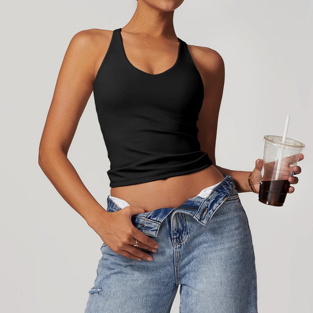 Hearuisavy Back Cross Yoga Vest Running Shockproof Gym Top Women Fitness Quick-Dry Workout Tank Top Female Sports Sleeveless Top