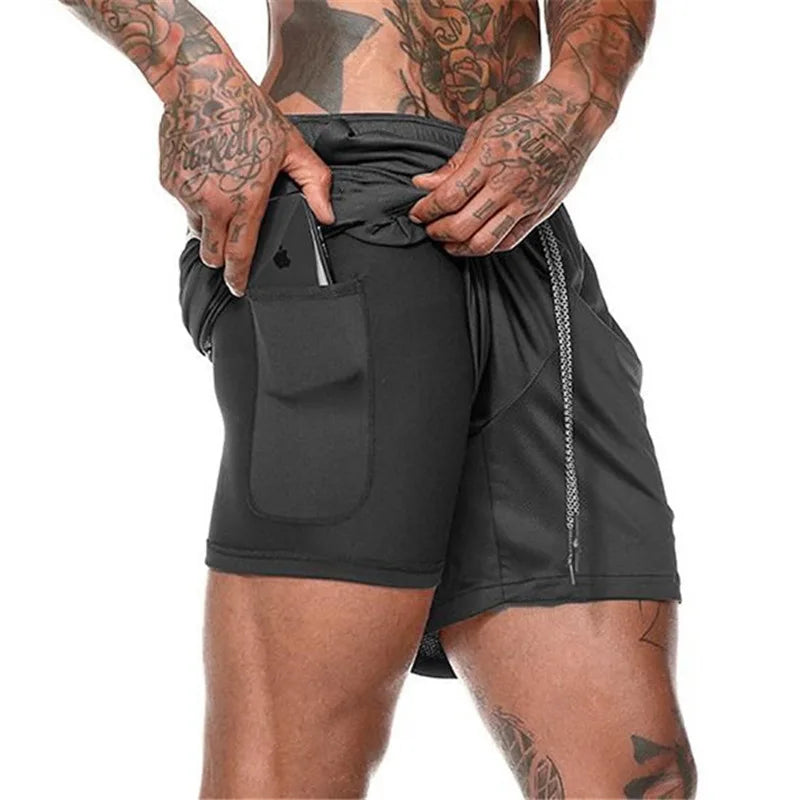 Double-layer Sports Shorts Basketball fitness Bottoms gym workout mesh tight-fitting shorts for men Sportswear 2026 summer