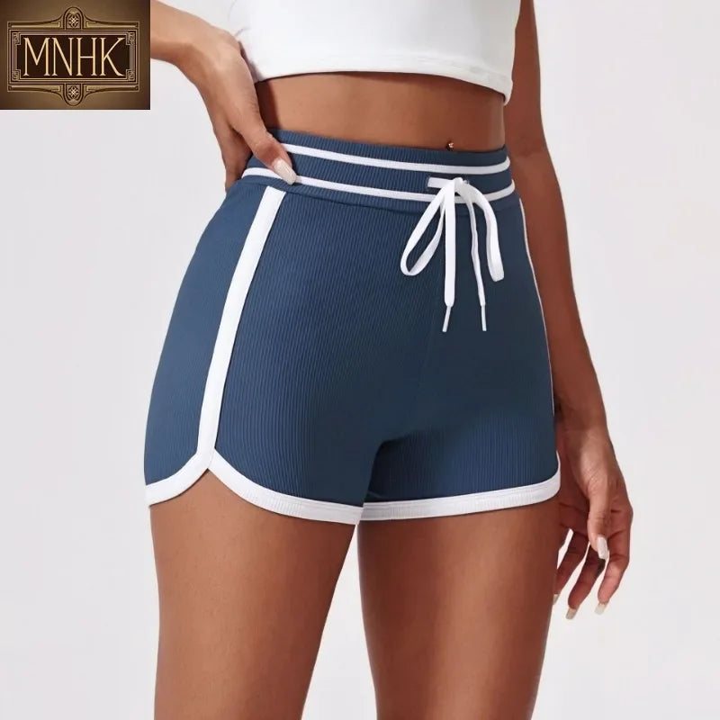 Contrast Color Nude High Waist and Thin Yoga Shorts Peach Tight Hip Lift Shorts Women's Wear Sports Fitness Pants