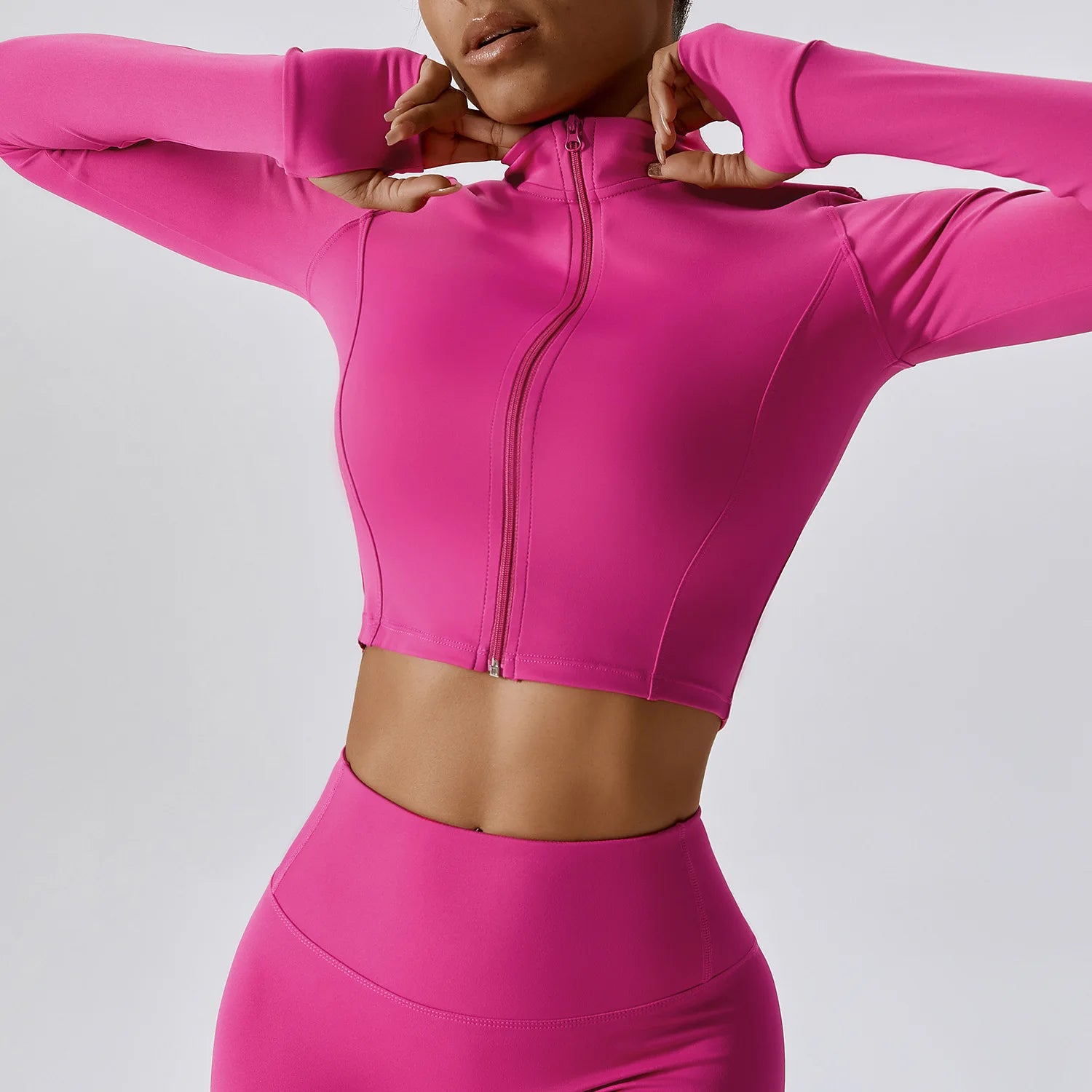 Hearuisavy Autumn Elasticity Yoga Jacket Outdoor Running Sports Jacket Female Gym Zipper Tight Fitting Jacket Women Sportswear