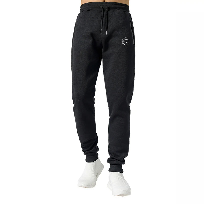 Men Elastic Running Training Pants Side Zipper Pockets Sport Trouser Jogging Sweatpants Basketball Gym Fitness Pants Man Sports