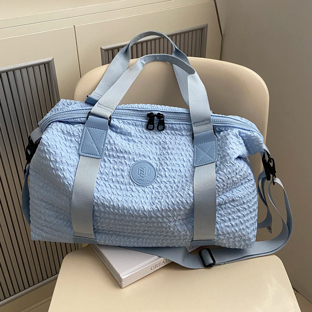 Women Travel Duffel Bag Large Capacity Exercise Shoulder Bag Lightweight Weekender Overnight Bag Outdoor Sports Bag