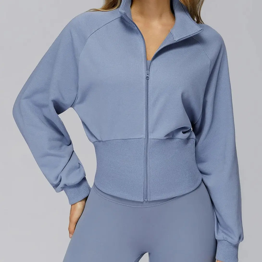 Ningyu New Woman Autumn Winter Stand up Windproof Zipper Warm Versatile Loose Woman Outdoor Running Fitness Workout Sports Coat