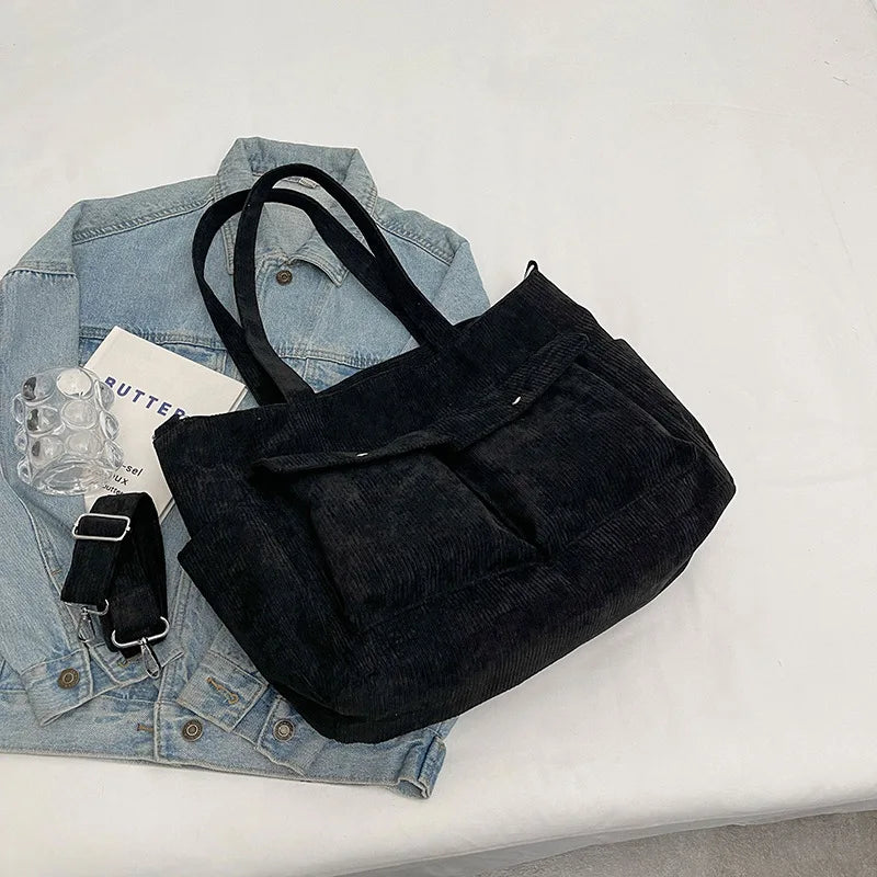 Ladies' Tote Bag With Large Capacity Corduroy Fashionable Crossbody Shoulder Bag 2025 Women Casual Shoulder Bag Class Handbag