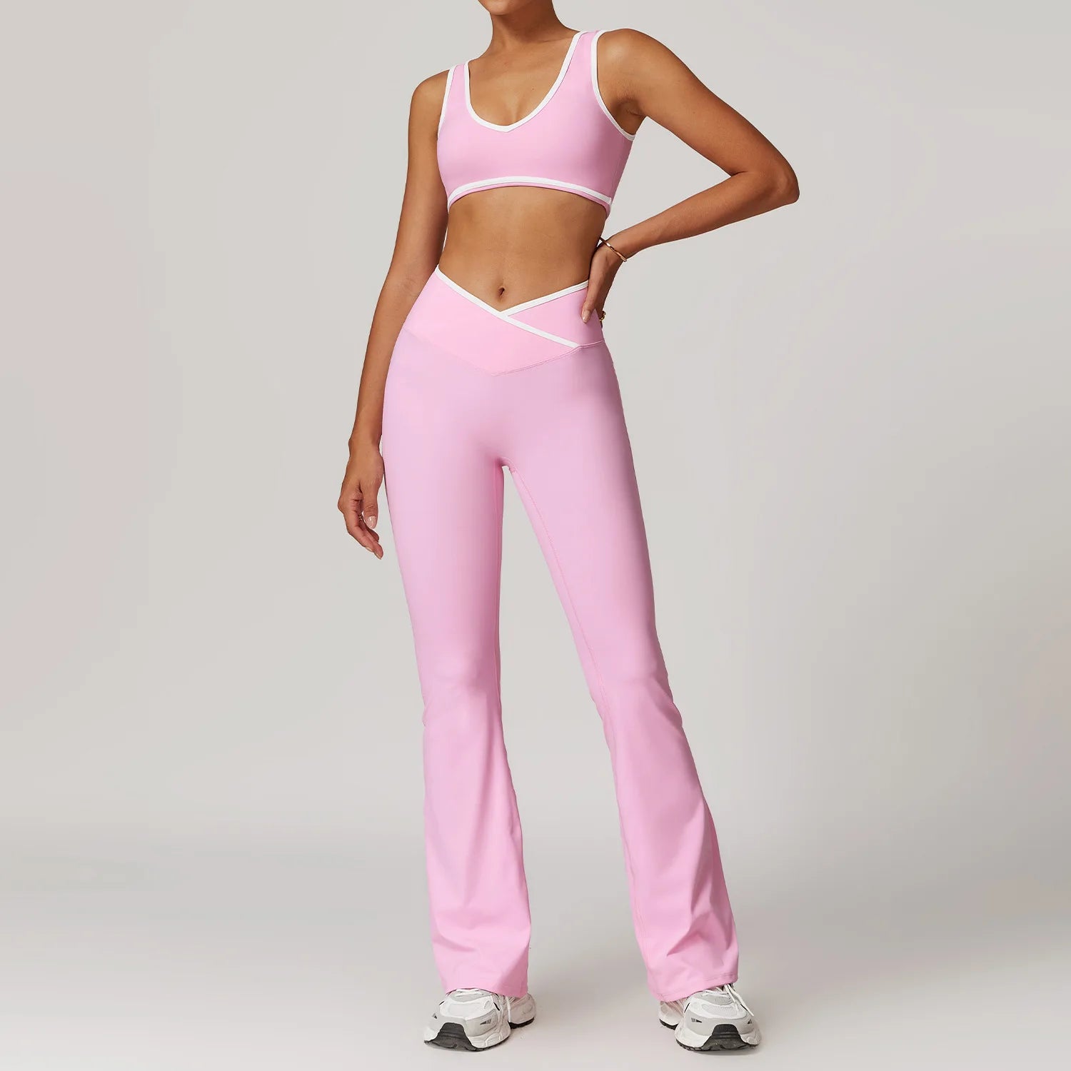 Women Clothes Yoga Set 2 Pieces Workout Outfits Fitness Sportswear Gym Tracksuit High Waist Leggings Sports Bra Athletic Wear