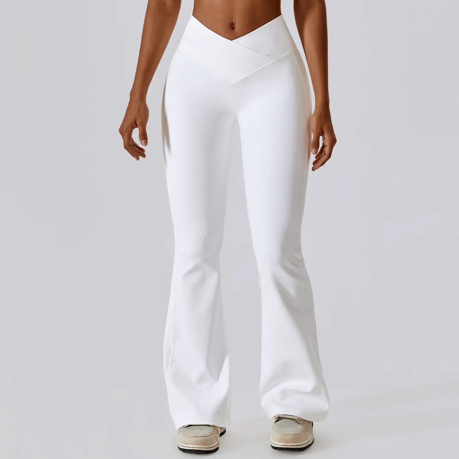 Cross Waist Head Yoga Pants Women High Waist Fitness Training Cotton Elasticed Wide Leg Flare Leggings Sports Gym Tights