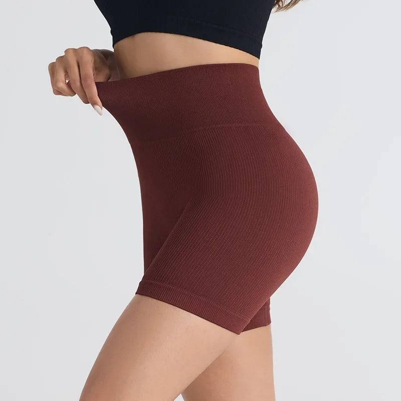 Seamless Women's Yoga Shorts Tight Fitness Short Pants Thread 3/4 Length Leggings Female Sports Skinny Pant Running Cycling Wear
