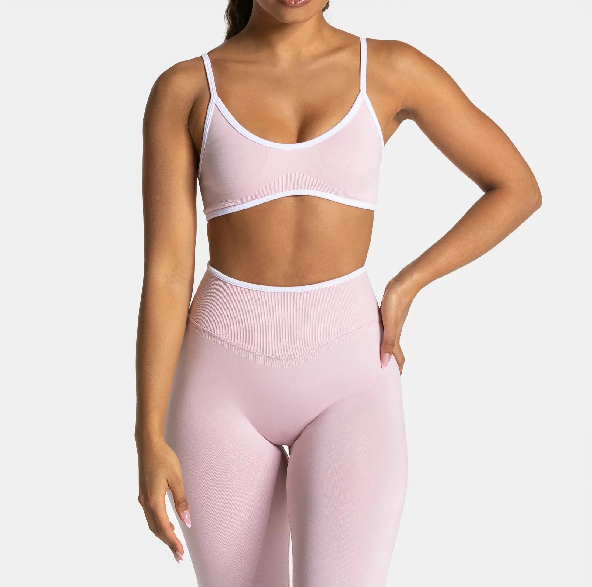 Summer Women's Solid Color Gym Sports Bra Sexy Backless Knitted Bra with Chest Cushion Suspender Bra Yoga Fitness Top