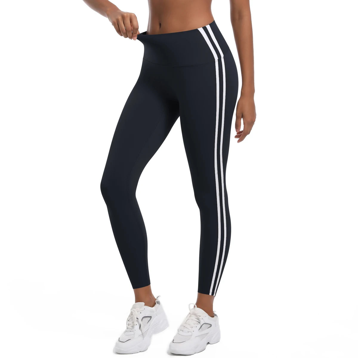 Yoga Leggings Women Striped Slim Sports Pants High Waist Hip Liftting Tights Workout Running Stretchy Gym Leggings