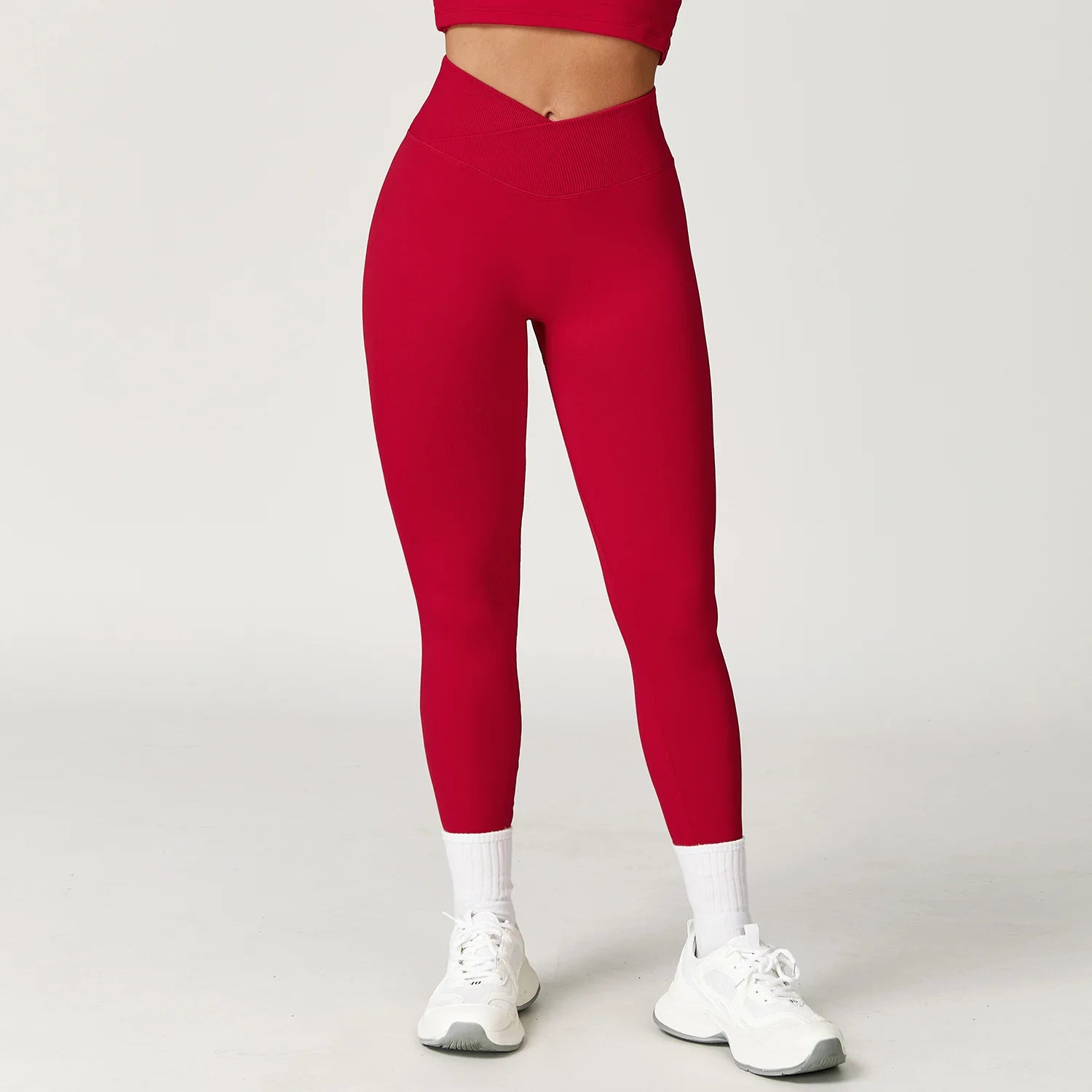 Yoga Leggings Women Seamless Fitness Leggings Running Cycling Pants Cross Waist Head Sports Legging High Waist Workout Gym Tight