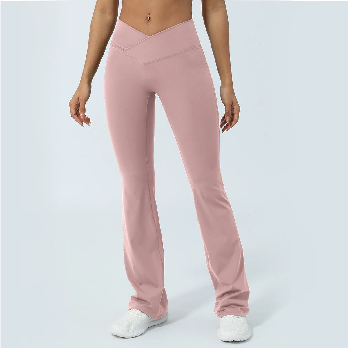 V-Cross Fitness Flare Pants Lifting Buttocks Cross Waist Yoga Sport Leggings Gym Outdoor Acticewear Workout Wide-Leg Pants