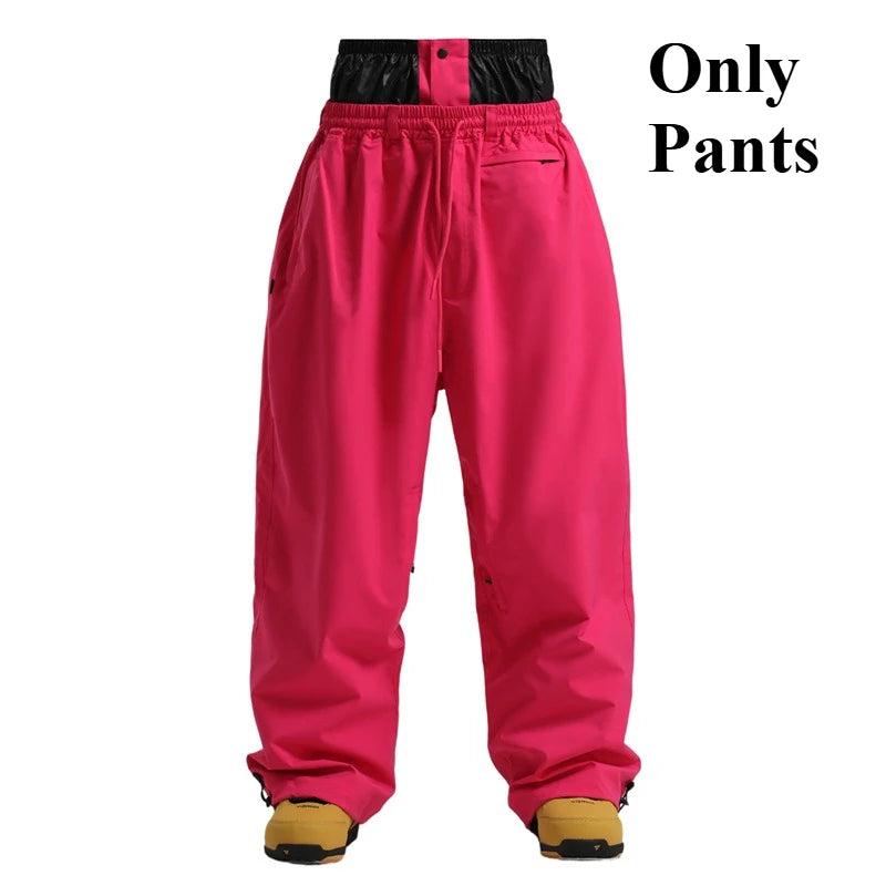 GSOU SNOW Super Baggy Snowboard Pants Winter Thermal Breathable Clothes Multi-pockets Men Loose Trousers Skiing Sports Britches