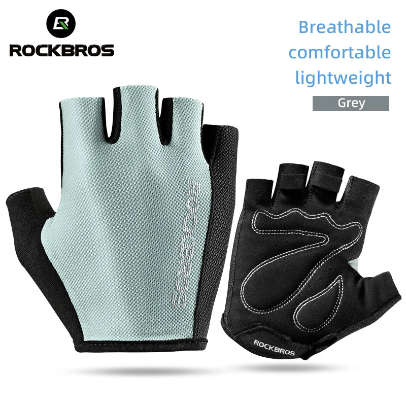 ROCKBROS Bike Gloves Half Finger Summer Breathable Anti-slip SBR Pad Shockproof MTB Road Bicycle Gloves Cycling Shorts Gloves