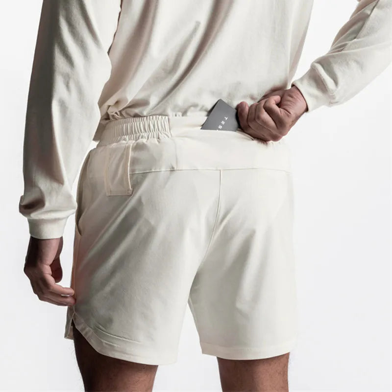 New Men's Running Quick Dry Fitness Gyms Shorts Mens Summer Short Pants Male Jogger Workout Beach Solid Color sports shorts men