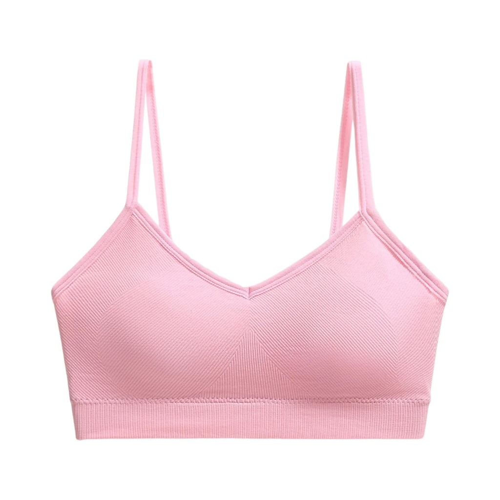 Ladies' Basic Solid Color Workout Yoga Crop Top with Chest Pad Spaghetti Strap Seamless Bralette Wire Free Stretch Camisole Vest