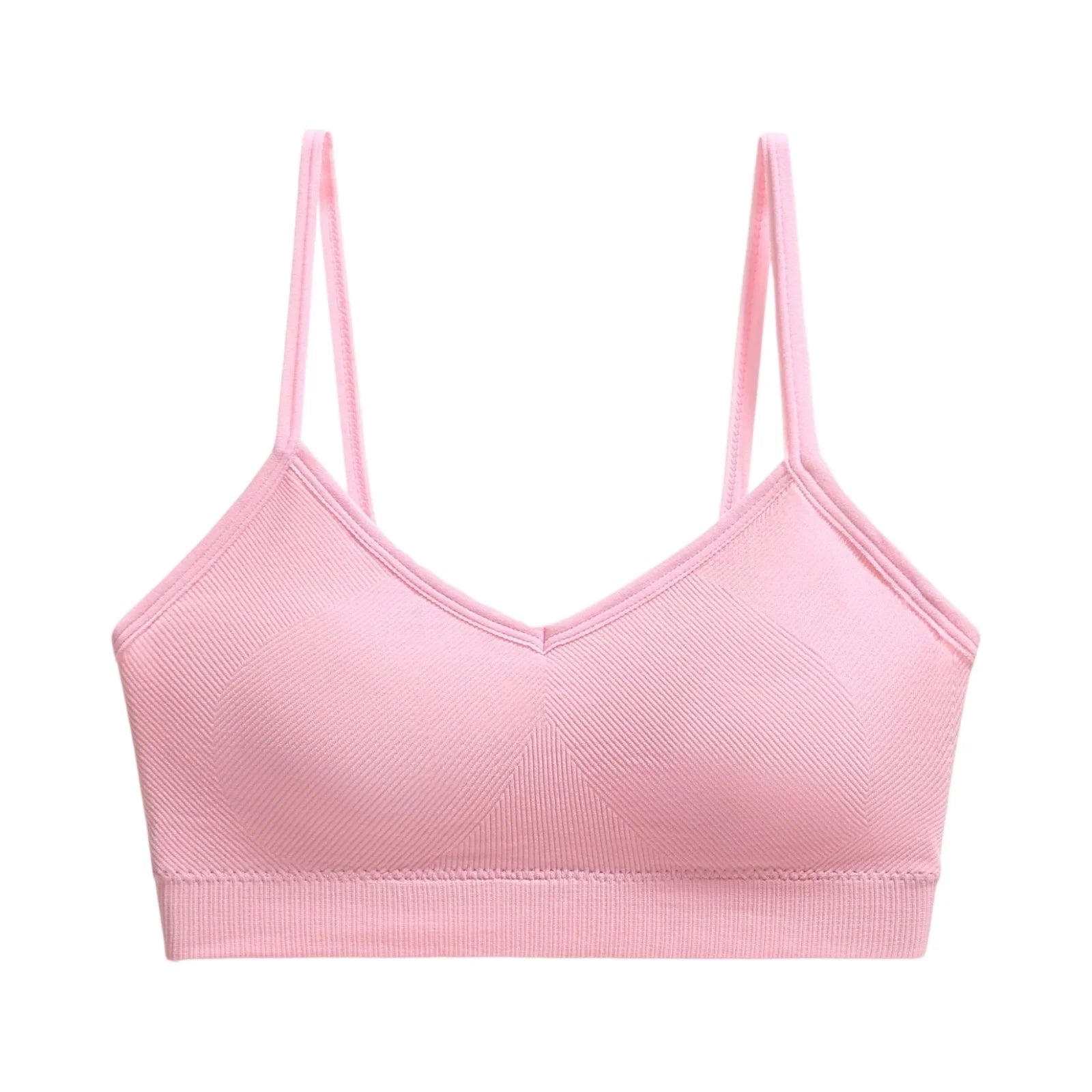 Ladies' Basic Solid Color Workout Yoga Crop Top with Chest Pad Spaghetti Strap Seamless Bralette Wire Free Stretch Camisole Vest