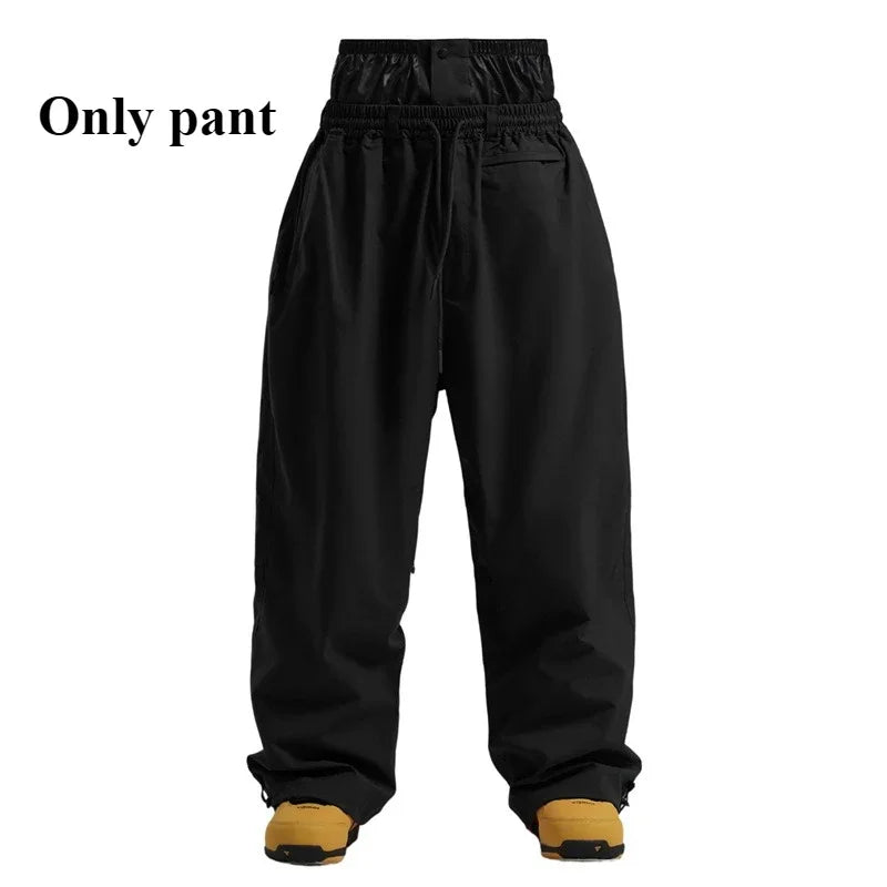New Winter Solid Color Men's Outdoor Leisure Sports Warm Breathable Snow Pants Women's Loose Windproof Waterproof Ski Pants