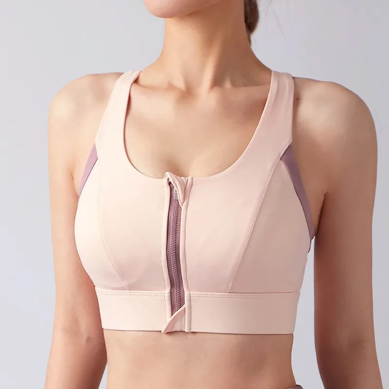 Women's High-Impact Sports Bra Breathable Shockproof Padded Gym Running Fitness Double Layer Seamless Yoga Underwear