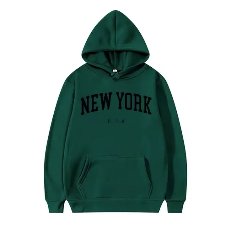 Men's solid color hooded sweatshirt pullover Street hip hop autumn/winter fashion 2024 new sweatshirt loose casual pullover