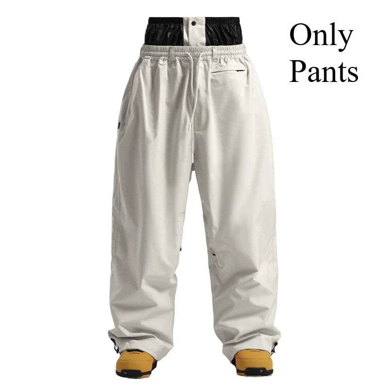 GSOU SNOW Super Baggy Snowboard Pants Winter Thermal Breathable Clothes Multi-pockets Men Loose Trousers Skiing Sports Britches