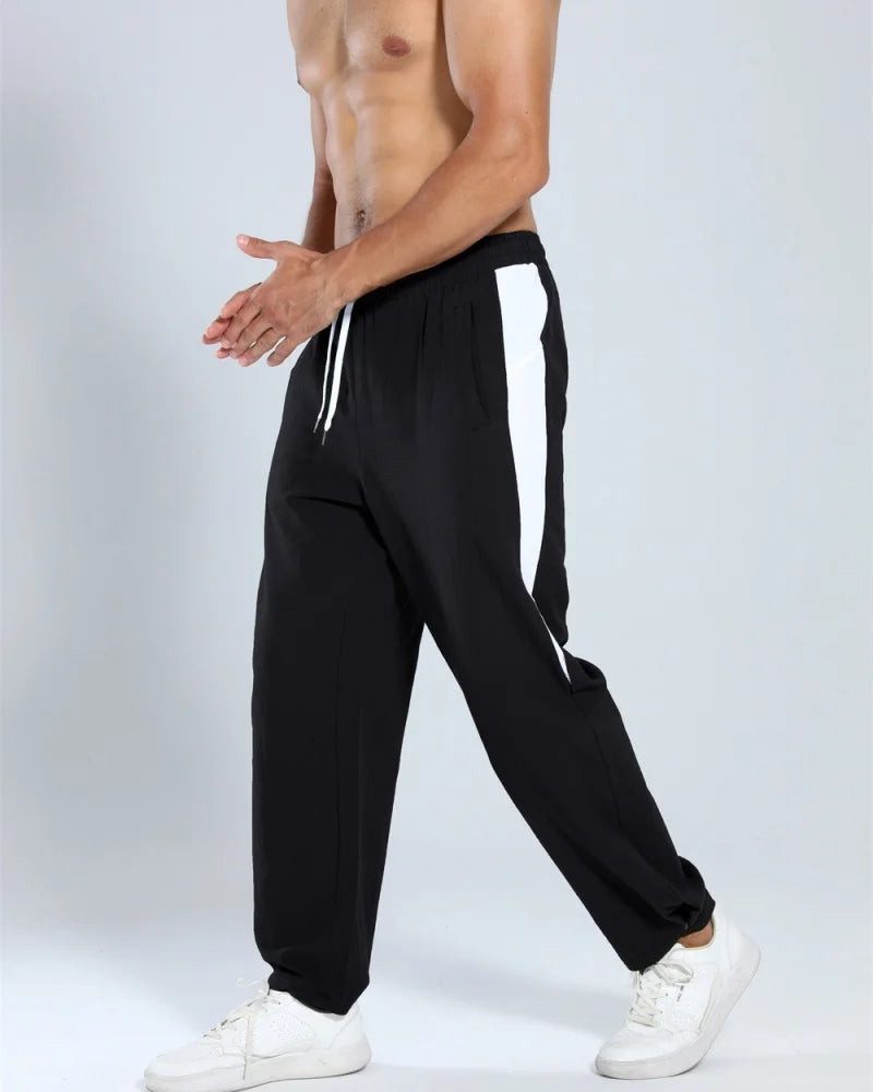 Autumn New Track Pants Men's Loose Running Casual Pants Wide Leg Trendy Sports Splicing Breathable Pants American Sports Pants