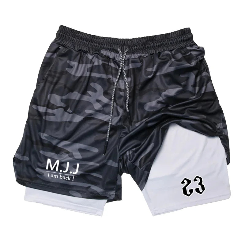 Double-layer Sports Shorts Basketball fitness Bottoms gym workout mesh tight-fitting shorts for men Sportswear 2026 summer