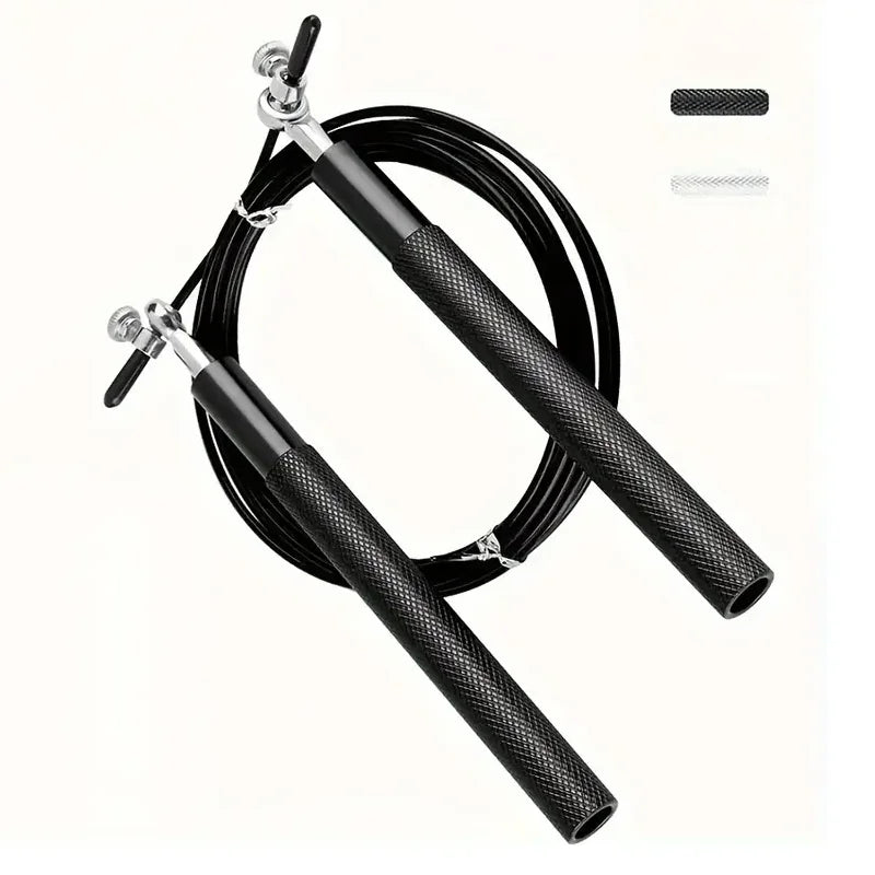 High Fast Speed Rope Wire Rope Jump Skipping Black Rope Aluminum Handle Adjustable Steel Fitness Workout Strength Body Exercises