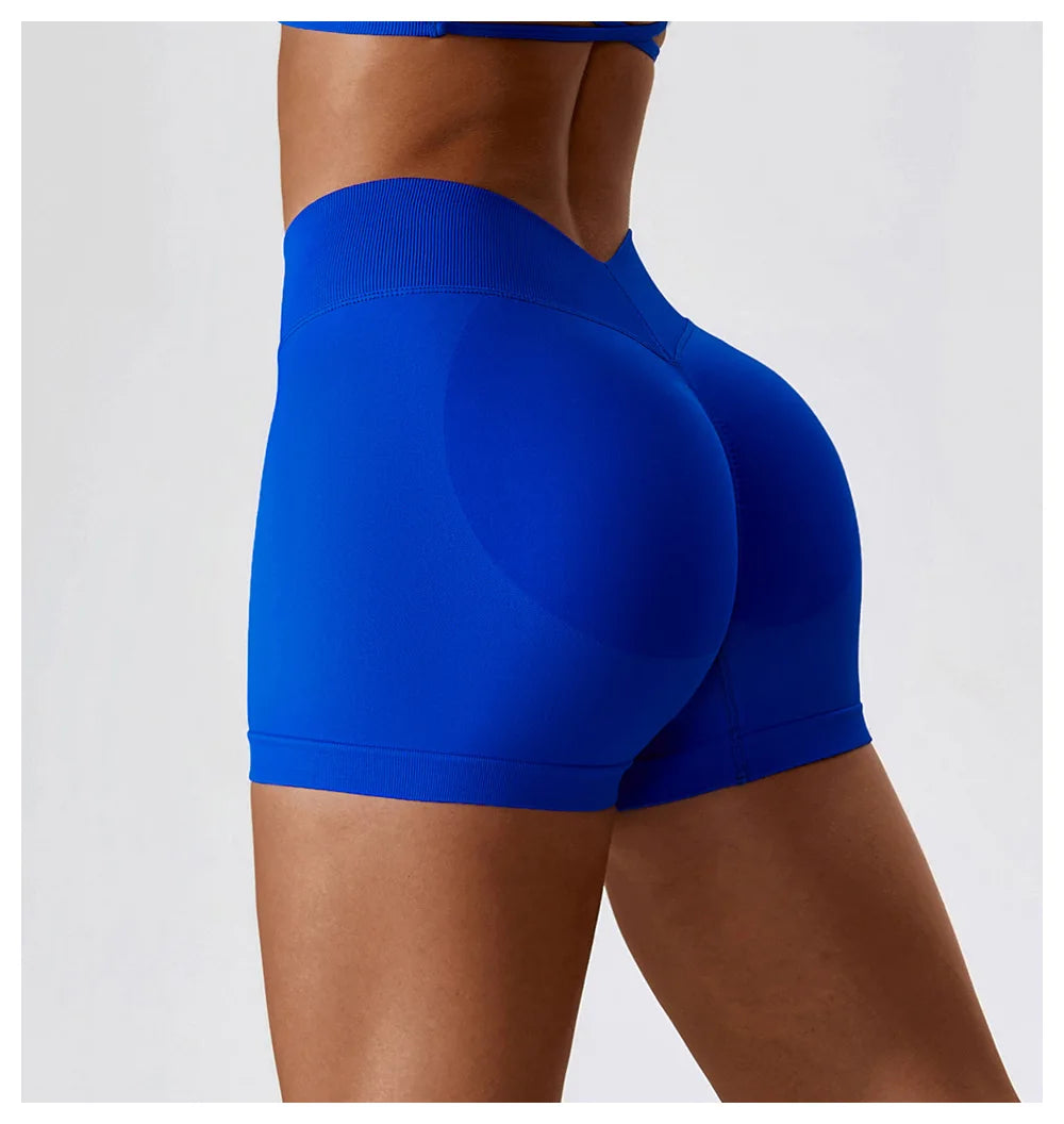 Hearuisavy Yoga Clothes Running  V Back Scrunch Sports Leggings Women High Waist Cycling Shorts Buttock Lift Gym Shorts Women
