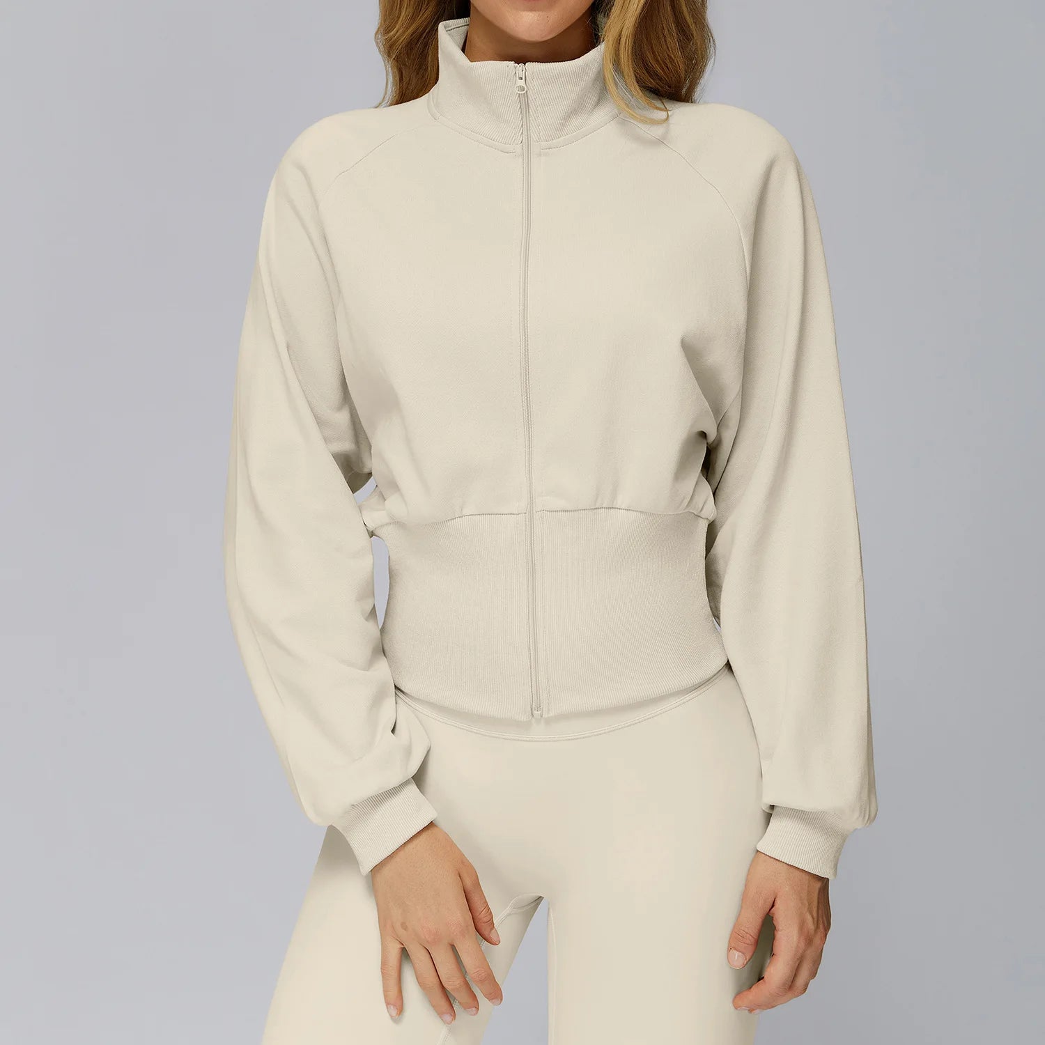 Ningyu New Woman Autumn Winter Stand up Windproof Zipper Warm Versatile Loose Woman Outdoor Running Fitness Workout Sports Coat