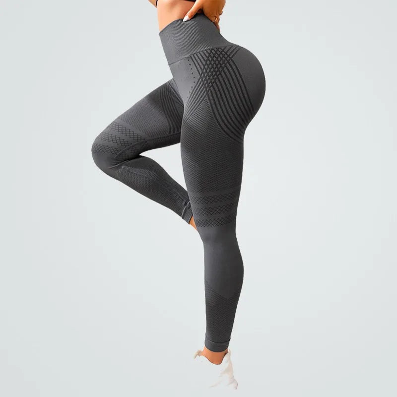 Sexy Line Hip Lifting Sports Tights Women High Waist Elastic Yoga Pants Running Fitness Pants Breathable Sports Leggings