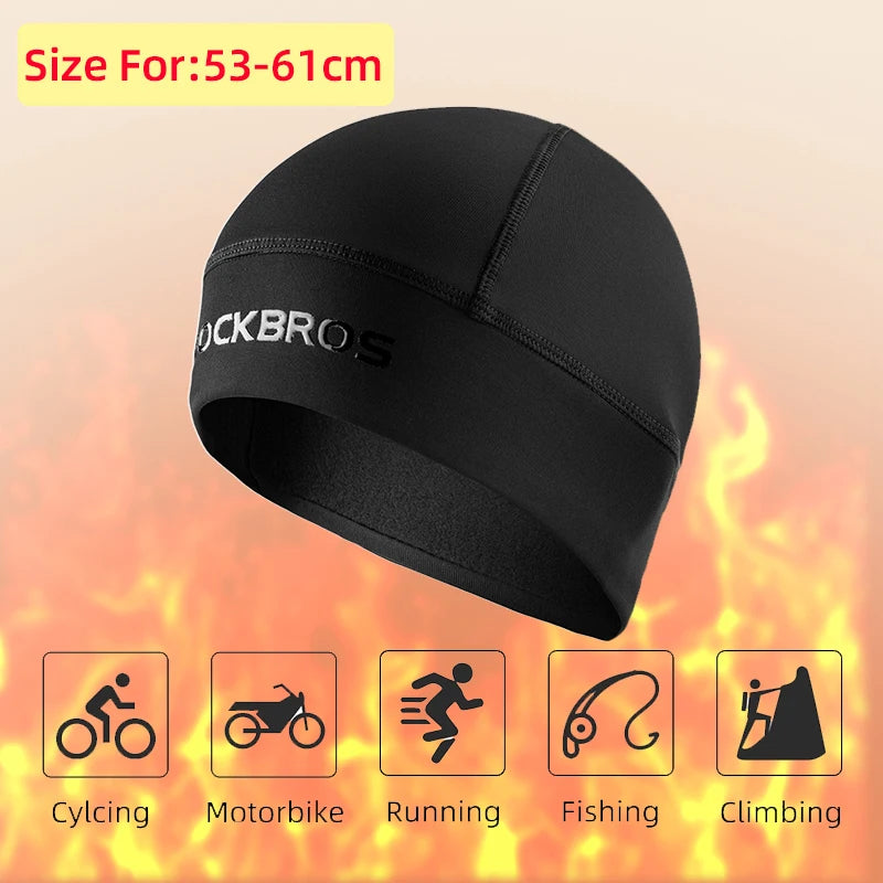 ROCKBROS Winter Cycling Fleece Hats Outdoor Sports Cap Men Winter Warm Head Hat Windproof Skiing Cycling Bicycle Cap Men Hats