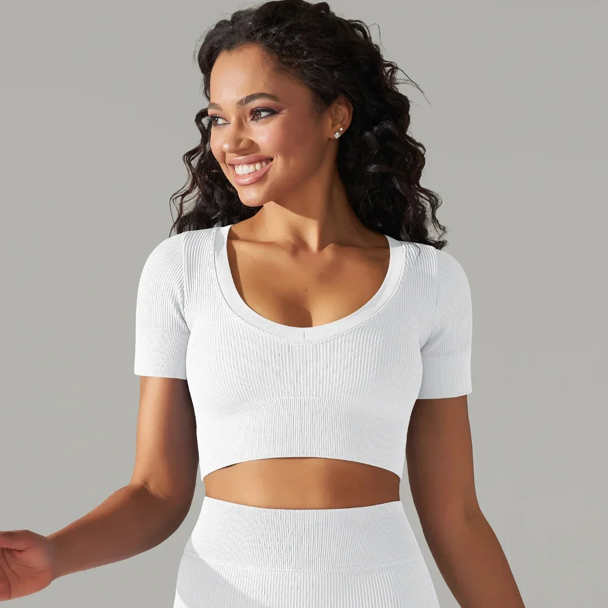 Women's Short Sleeve Shirts Seamless Crop Top Yoga Shirt Woman Sports Top T-shirts Detailing Workout Activewear Yoga Tops