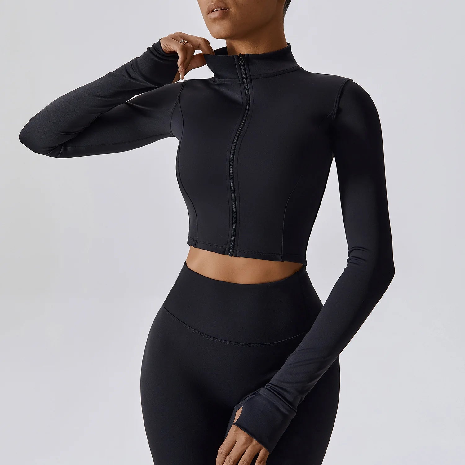 Hearuisavy Autumn Elasticity Yoga Jacket Outdoor Running Sports Jacket Female Gym Zipper Tight Fitting Jacket Women Sportswear