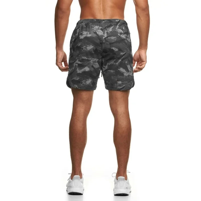 Mesh Summer Camo Shorts Men's Ice Silk Slacks Casual Medium Shorts Beach Pants Running Sports Quarter Pants