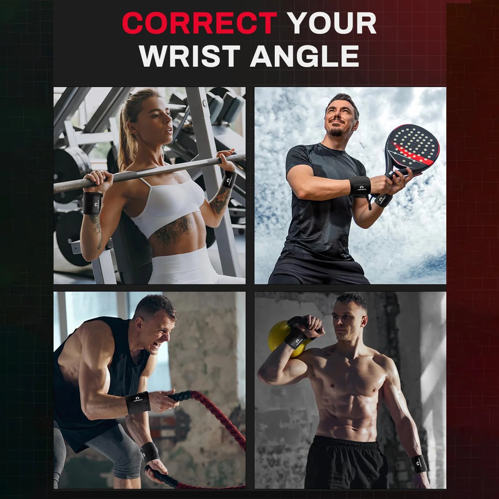 1 Pair Wrist Wraps, Bench Press Bar Grip Assist Pads, Dumbbell Hand Straps Suitable For Gym, Weightlifting, Sports