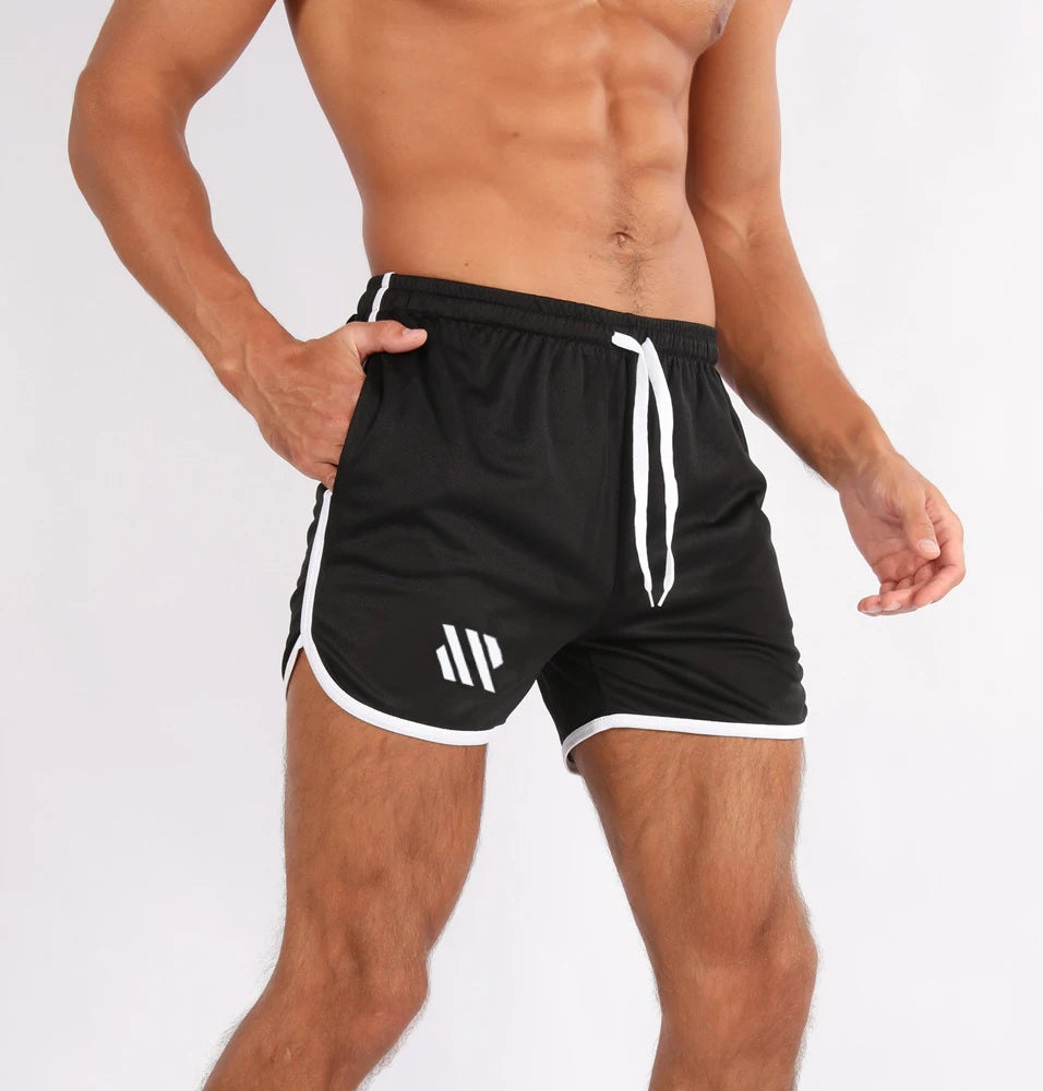 New Running Mesh Fitness Sport Men's Quick Drying Shorts Casual Breathable Training Tight Squat Three-Quarter Pants Summer