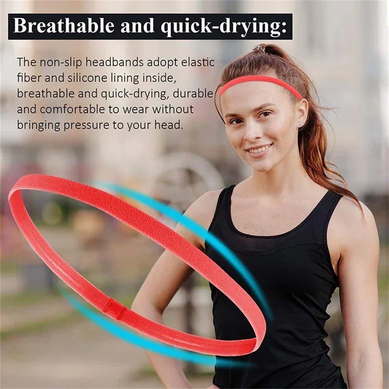 1PCs Simple unisex sports hairband non-slip silicone strip sweat guide elastic headbands yoga running fitness hair accessories