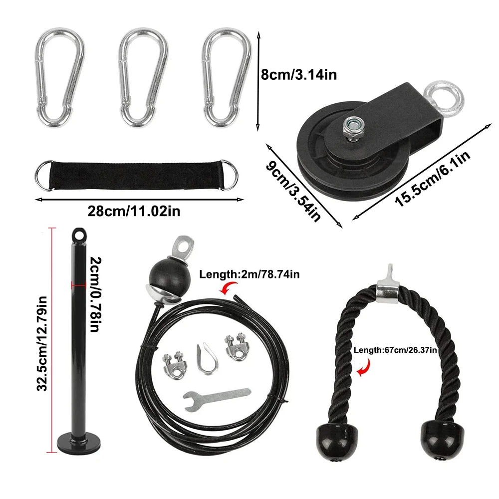 Pull Down and Lift Weight Pulley System Cable Machine Pulley Attachment for Triceps Pull Down, Biceps Curl, Back, Forearm