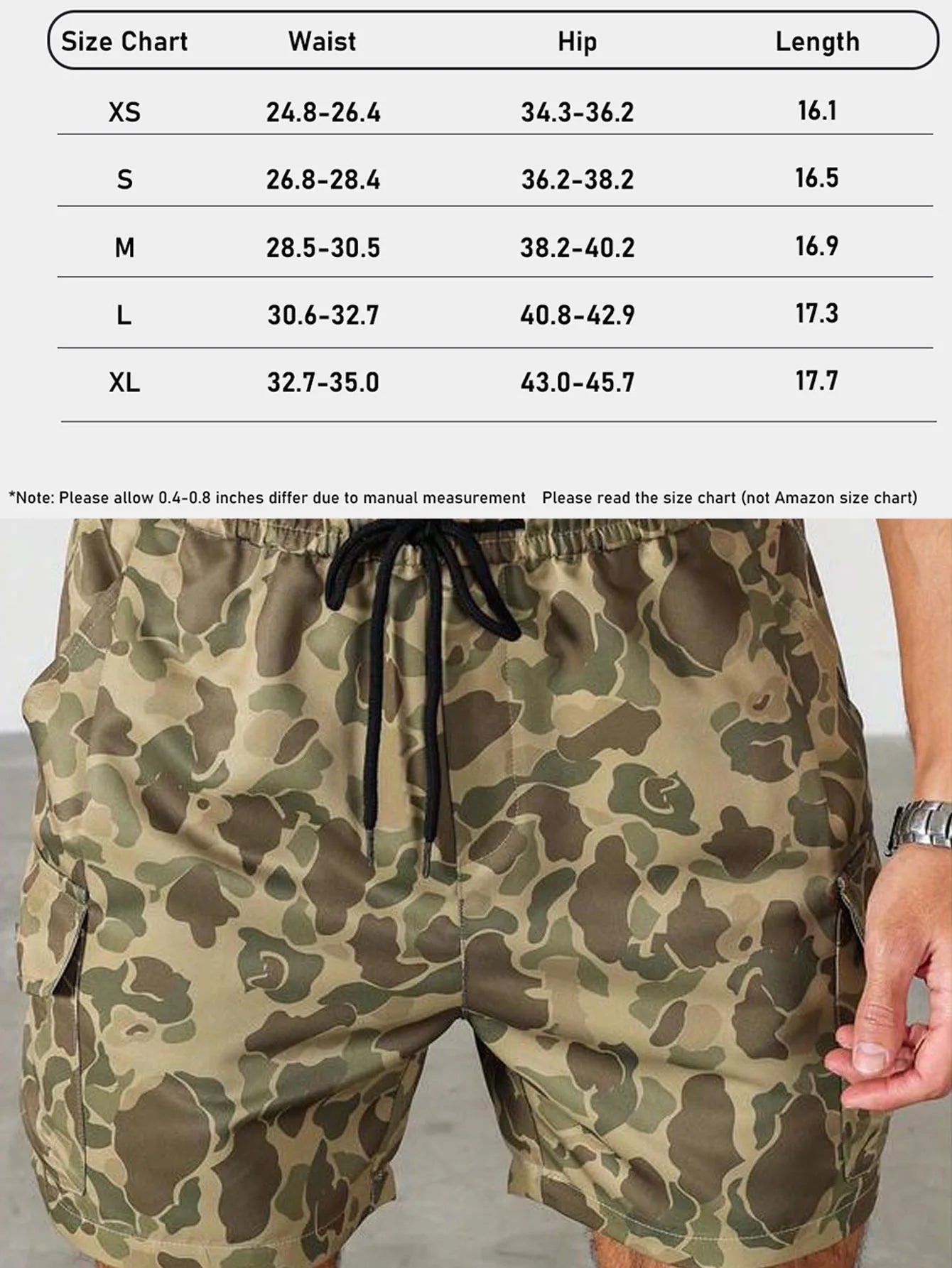 Mens Camo Cargo Shorts for Men with Large Pockets, Casual Streetwear for Daily, Multicolor Menswear Tropical