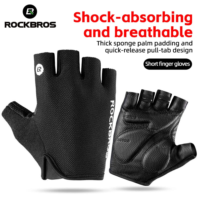 ROCKBROS Bike Gloves Half Finger Summer Breathable Anti-slip SBR Pad Shockproof MTB Road Bicycle Gloves Cycling Shorts Gloves