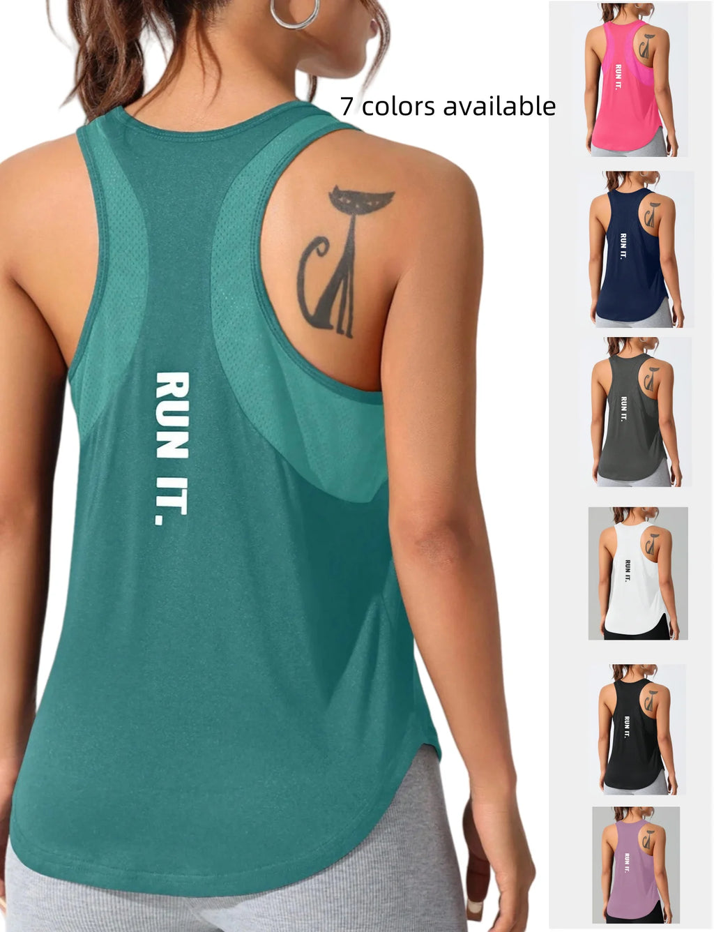 Women's stitched letters quick-drying sports vest, breathable net yoga sportswear, tennis uniform cycling suit, daily wear