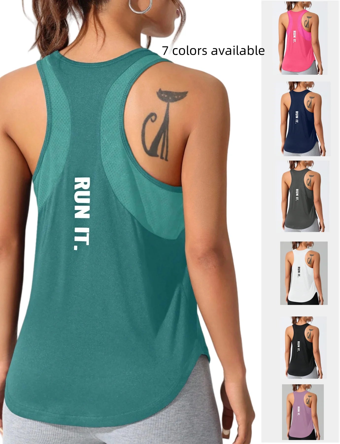 Women's stitched letters quick-drying sports vest, breathable net yoga sportswear, tennis uniform cycling suit, daily wear