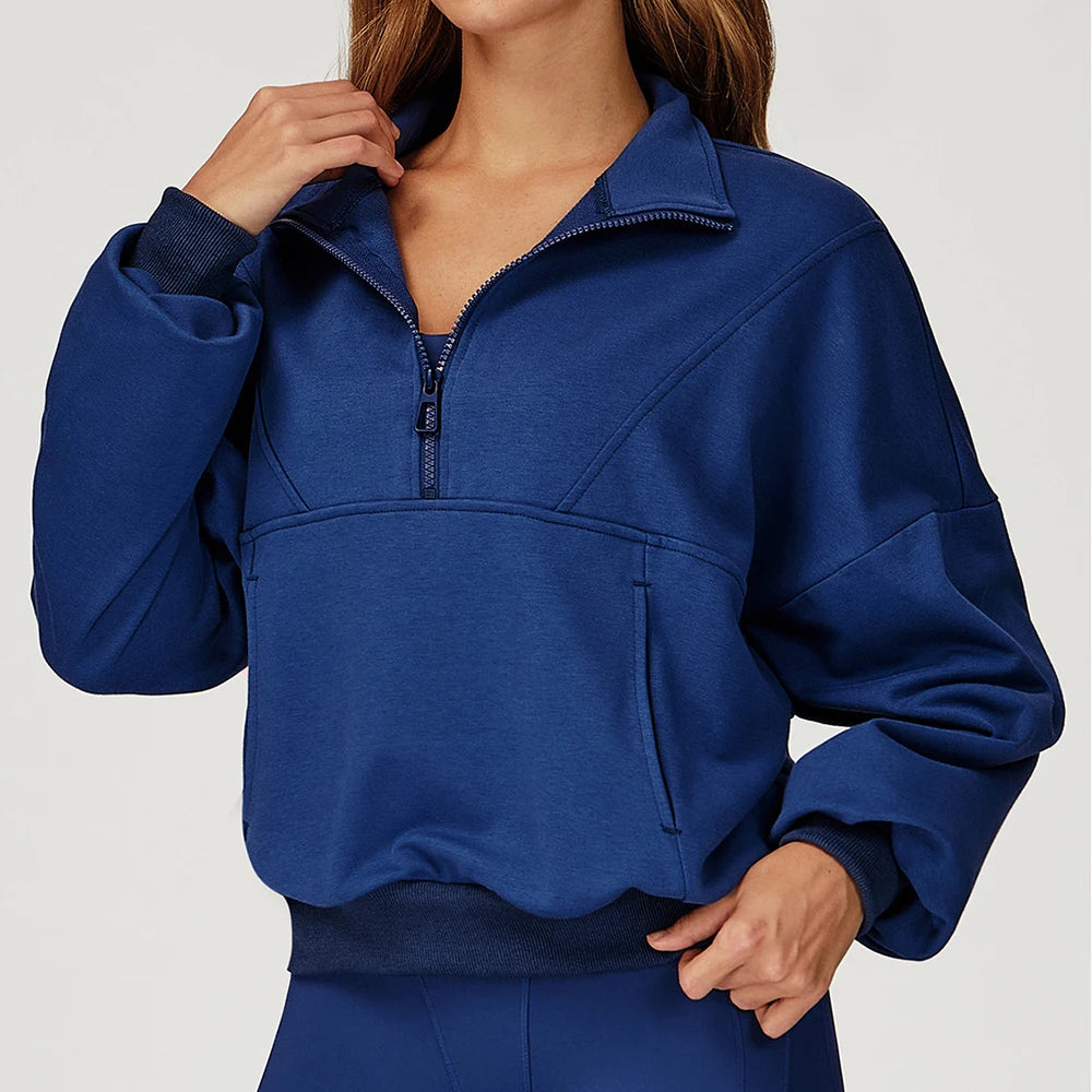 Winter Casual Hoodie Zipper Long Sleeved Women's Top Windproof and Warm Loose Hoodie Women's Outdoor Running Sportswear