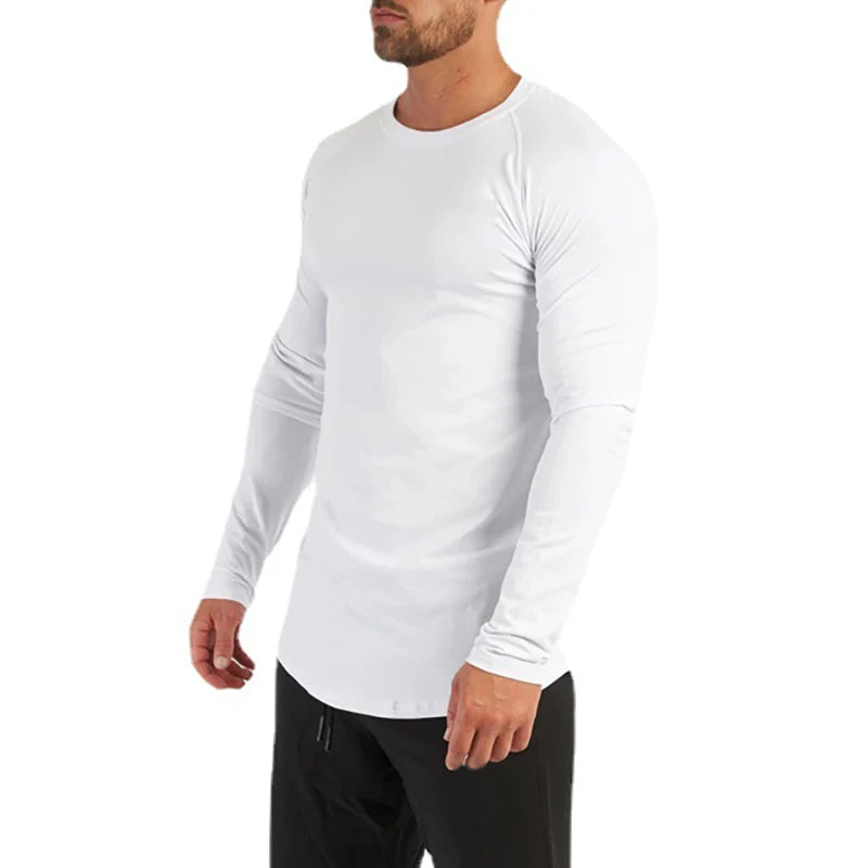 Autumn Fashion Cotton Long Sleeve T-shirt Mens Gym T Shirts Male Bodybuilding Tee Shirts Casual Tops for Men Sportswear