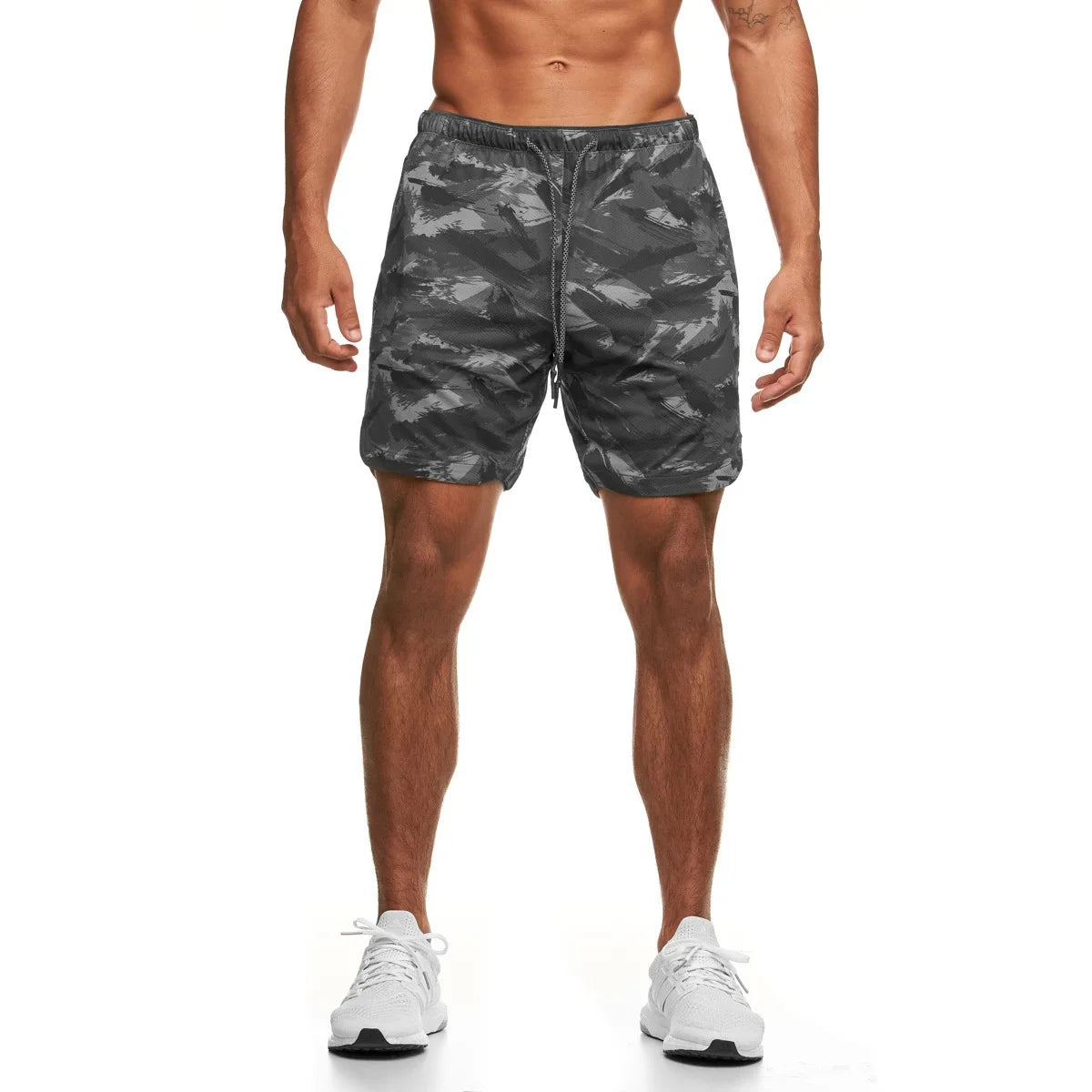 Mesh Summer Camo Shorts Men's Ice Silk Slacks Casual Medium Shorts Beach Pants Running Sports Quarter Pants