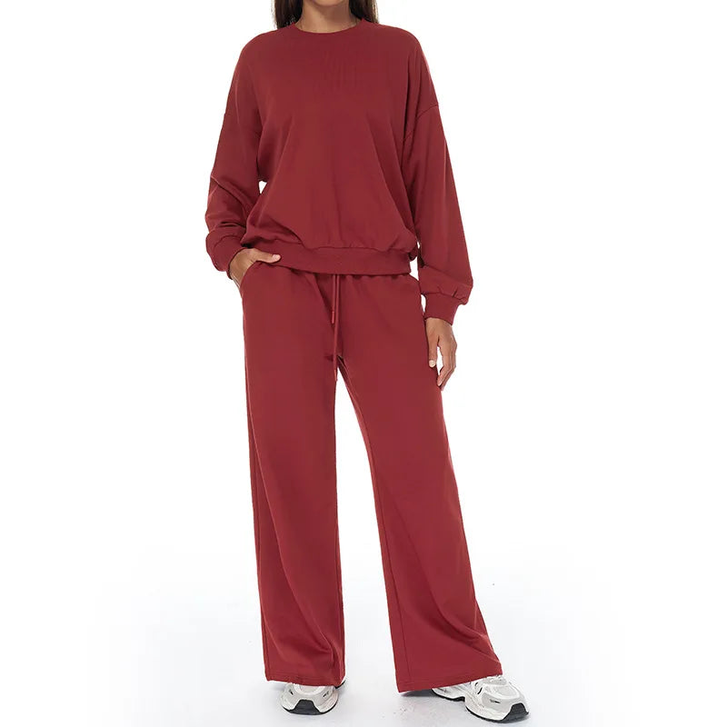 Yoga Set 2PCS Winter Casual Sports set for Women High Waist wide Legs Long Sleeves Running Fitness Leisure set Women Fitness Set