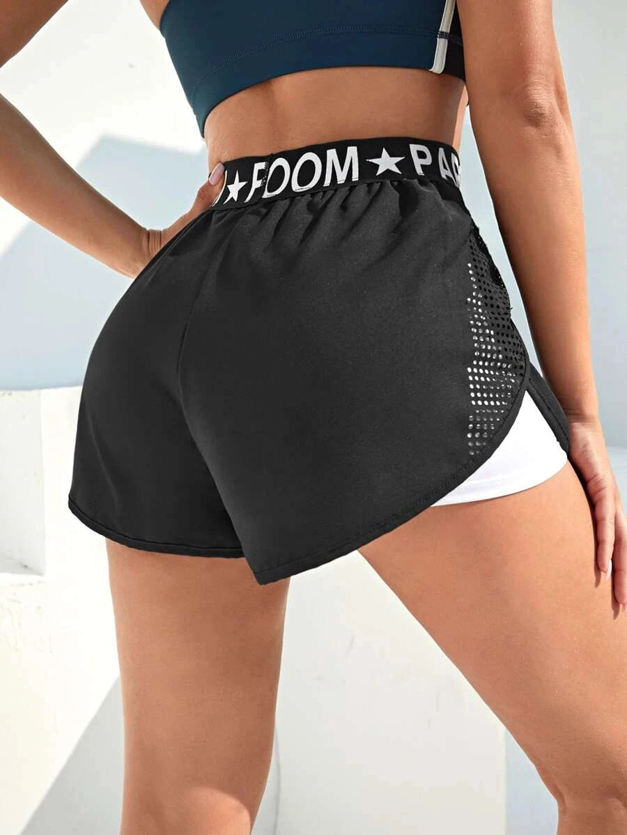 Women's Running Shorts Sports Athletic Workout Fittness Lightweight Gym Shorts Sport Breathable Letter Print Sports Shorts